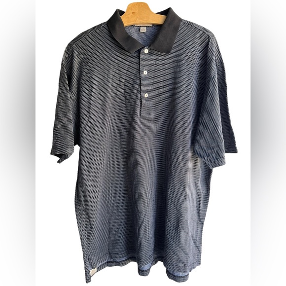 NWOT Peter Millar Polo 100% Cotton Size L Navy Blue with Blue & Purple Diamonds - Picture 1 of 4